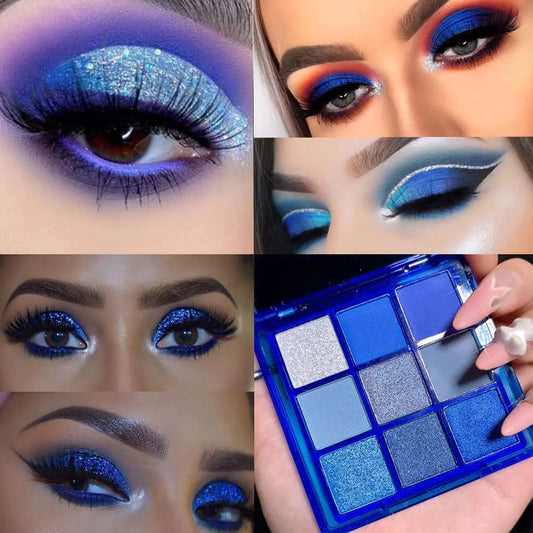 AMYS DIARY Blue Eyeshadow Palette Glitter Eye shadow MakeupNavy Blue Eyeshadow Shiny Sparkle Shimmer Glitter blue Eyeshadow Waterproof Palleteroyal blue Glitter Blue Eye Eyeshadow Make Up